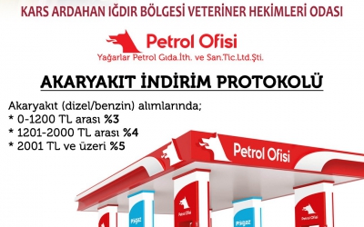 Kars Bölgesi Veteriner Hekimler Odası ile Petrol Ofisi Yağarlar Petrol Tic. Ltd. Şti. arasında “Akaryakıt İndirim Protokolü” anlaşması yapıldı.